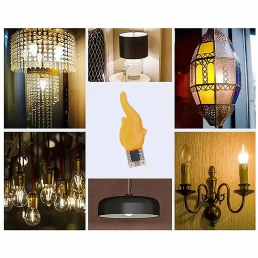 décoration anniversaire bougie flash led rouge verte jaune filament forme flamme miniature moderne