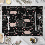 tapis table rectangulaire lin beige motif renard ours fleurs enfant cuisine