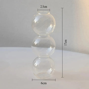 vase verre transparent boule sphères empilées décoration moderne minimaliste fleurs maison