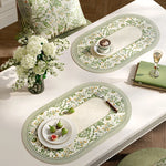 serviette table verte classique fleurs lin respectueux environnement 30x45cmversible facile nettoyer