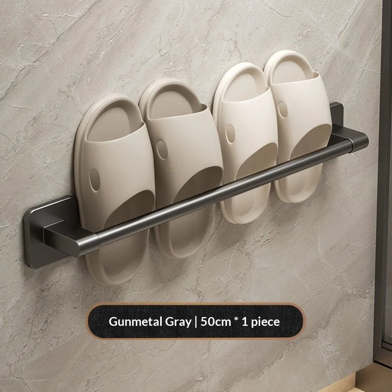support rangement mural sabots moderne aluminium couleur blanc beige rose fixations murales salle bain
