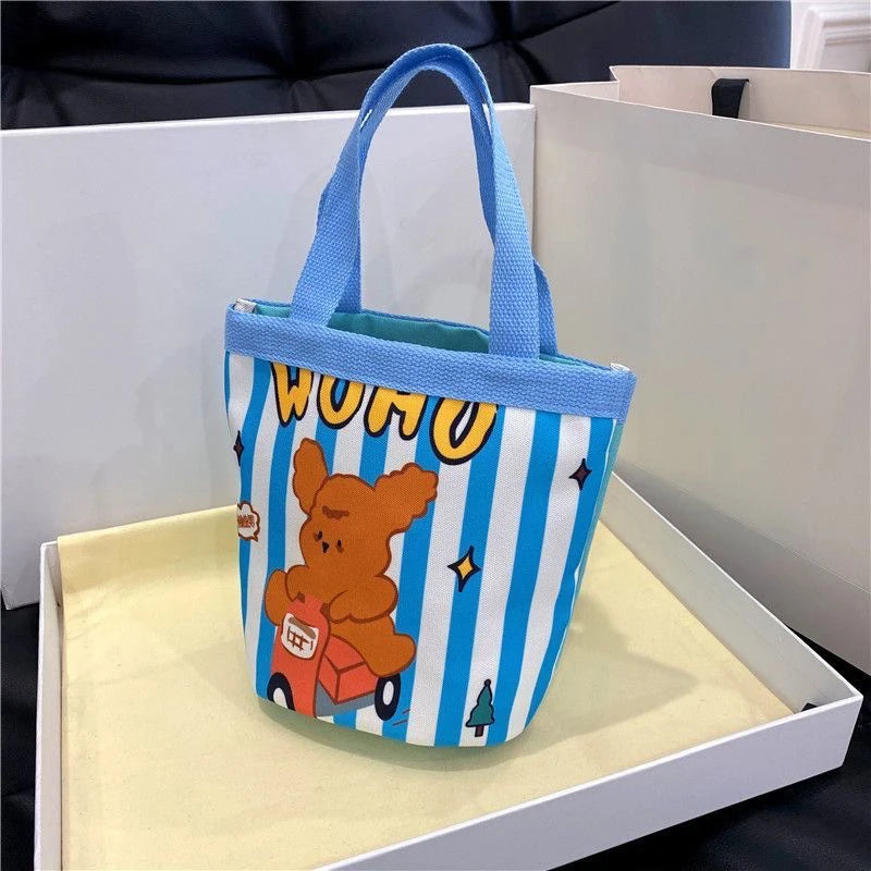 sac main tissu poignées détachables motif dessins animés blanc moderne opacité portable