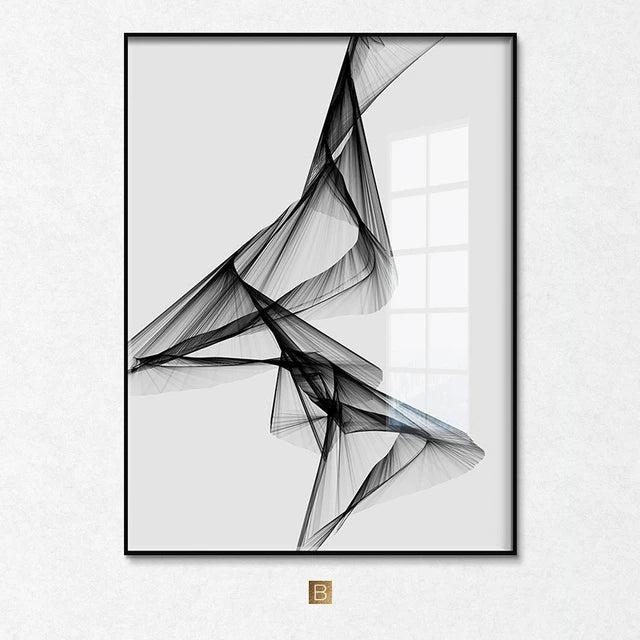 toile abstraite noire blanche contemporaine minimaliste sans cadre vertical chambre salon decoration