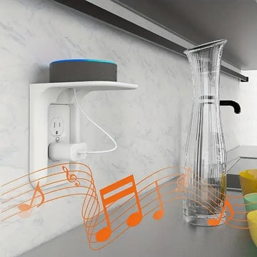 support mural blanc enceinte connectée prise électrique moderne plastique fixé mur transparent imitation marbre