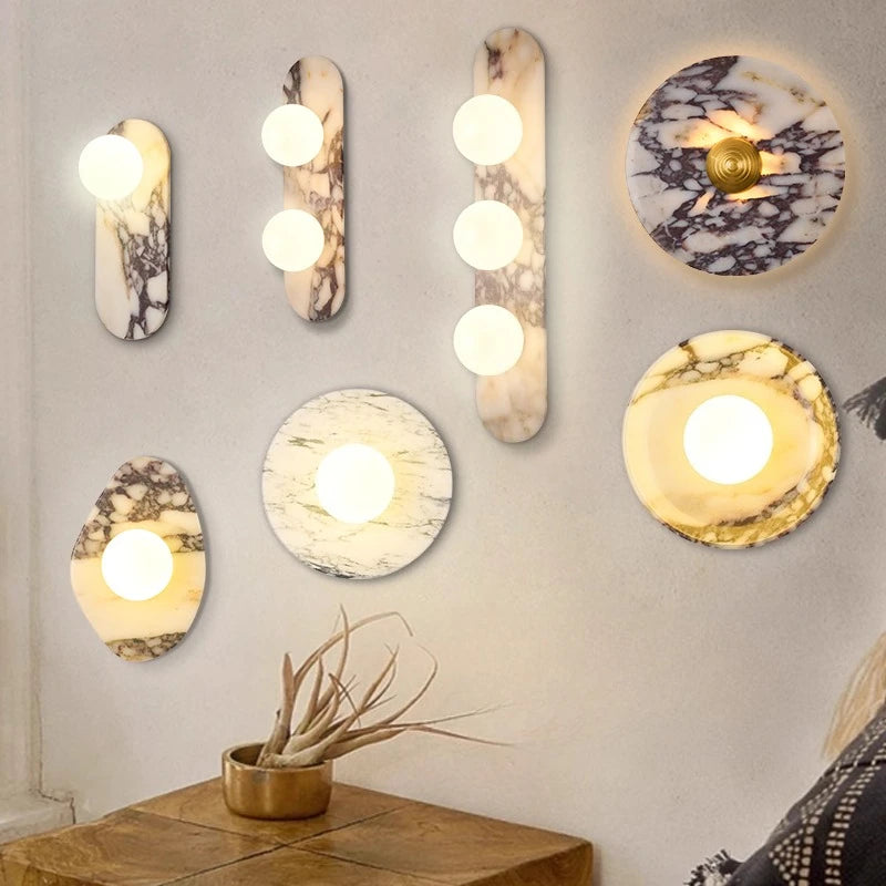 applique murale led marbre moderne blanc noir beige intérieur salon chambre chevetalley