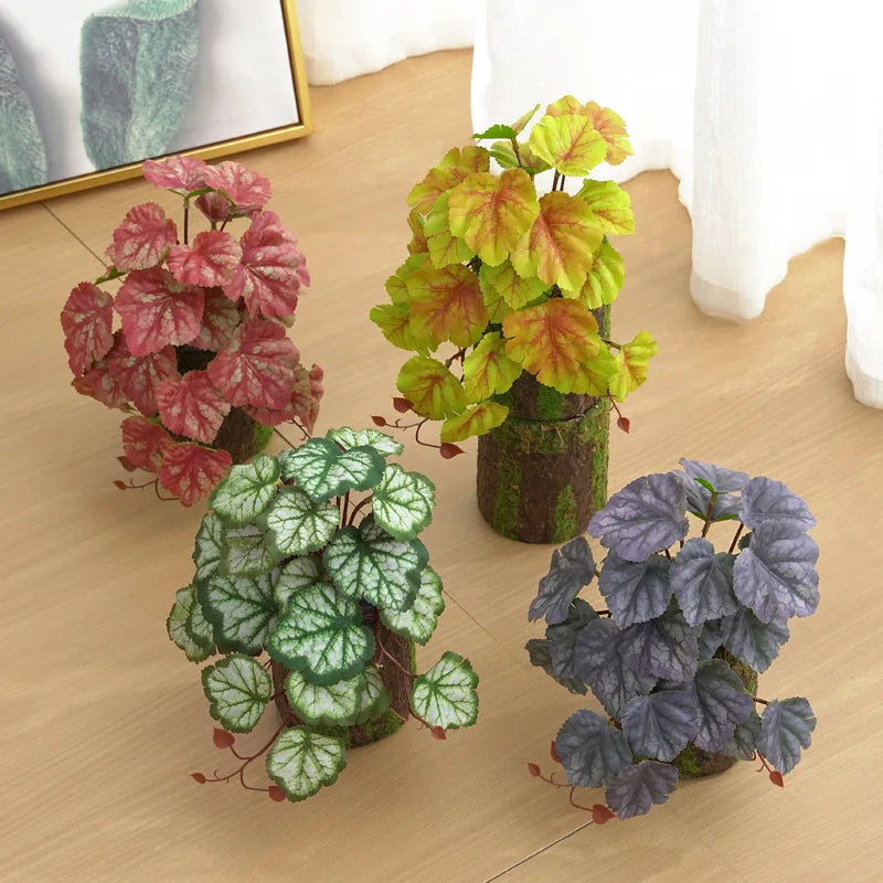 plantes artificielles feuilles vertes rouges noires modernes décoration extérieure mariage centro commercial exposées