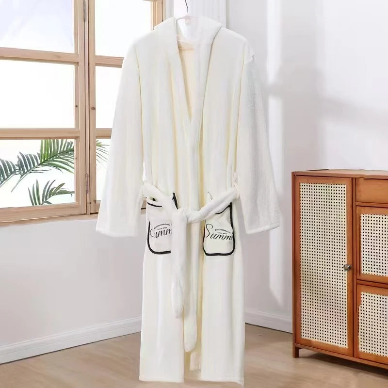 robe chambre polaire velours doux gris clair rose moderne absorbante toilette