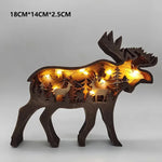 Sculptures animales lumineuses bois détails forestiers ours loup renne LED