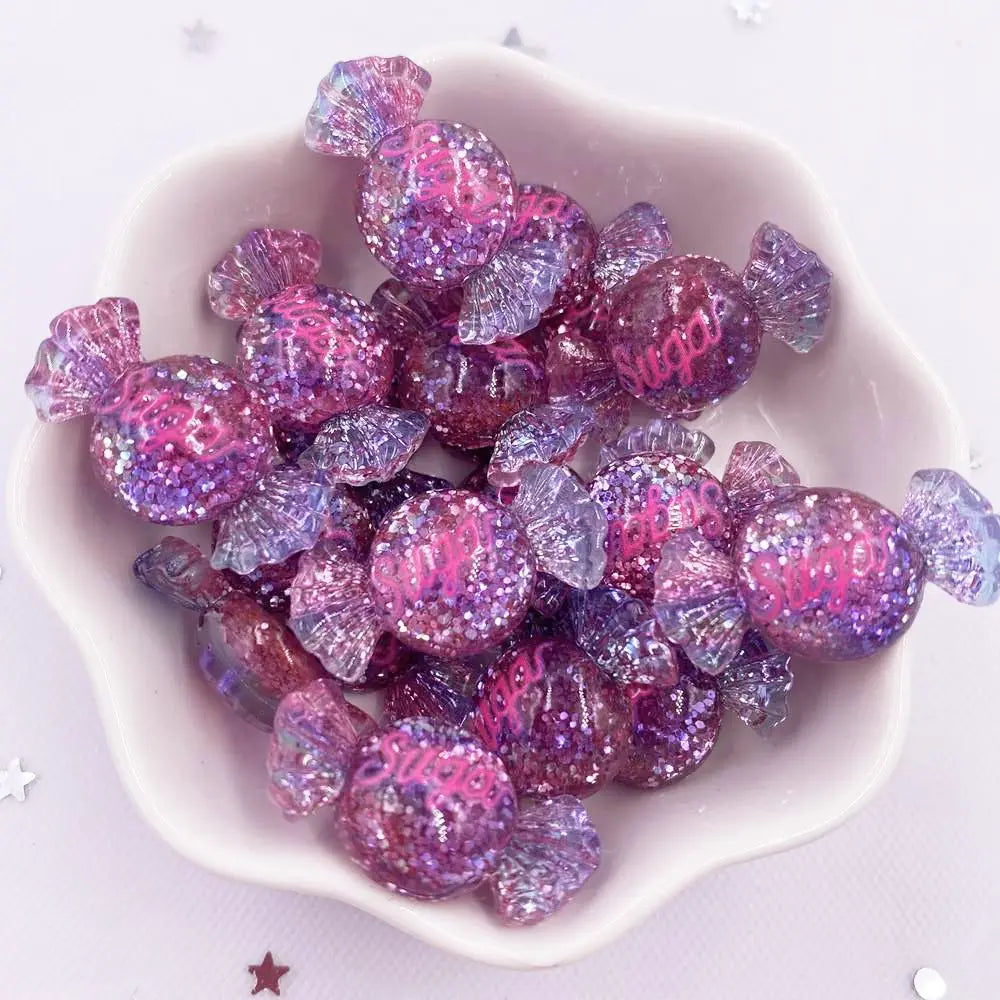 cabochons résine colorée 3d bonbons violet rose bleu jaune gradient brillants scrapbook artisanat