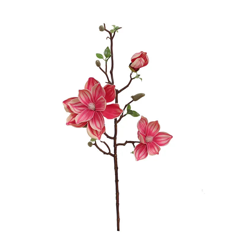 décoration intérieure branche magnolia artificielle fleurs rose blanches naturel salon maison événements