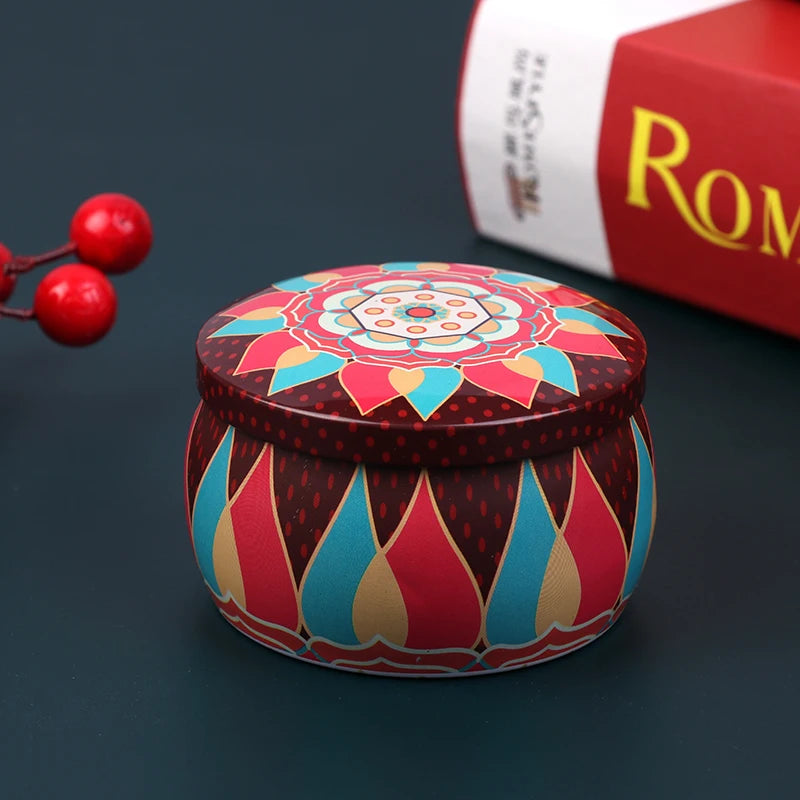boîte ronde rangement cosmétique décorative motif floral boho chic pot stockage bijoux maquillage