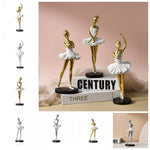 statue danseuse robe ballet posture classique or argent blanc moderne base plate