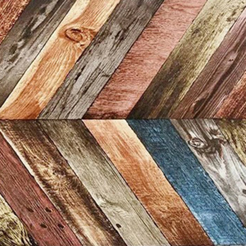 papier peint effet bois imitation planches rustique vintage scandinave bleu marron beige