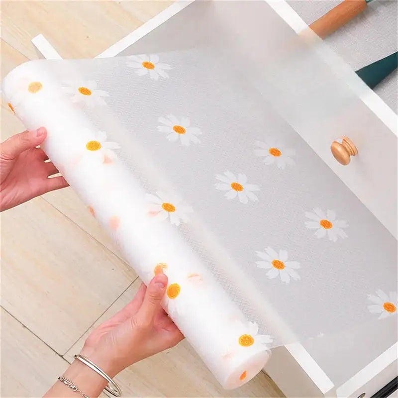 tapis cuisine blanc jaune gris moderne adhésif transparent fleuri 30x200cm 45x200cm 50x200cm