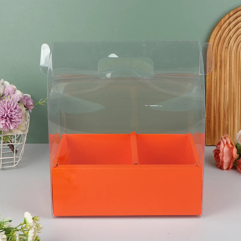 boîte gâteau transparente poignée détachable compartiments rose clair LOVE FASHION GIRL moderne minimaliste