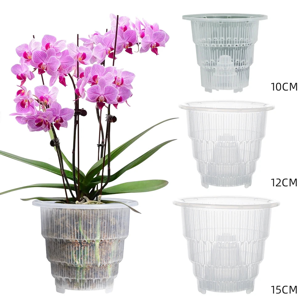 pot orchidée plastique transparent trous aération croissance racines fleur maison jardin