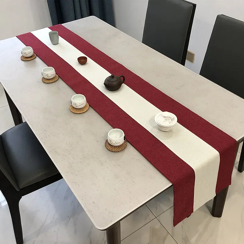 tableau chemin table lin moderne bleu marine rouge vert clair marron gris uni