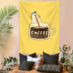 tapisserie murale cartoon tasse canard chambre salon minimaliste jaune clair polyestère lavable machine