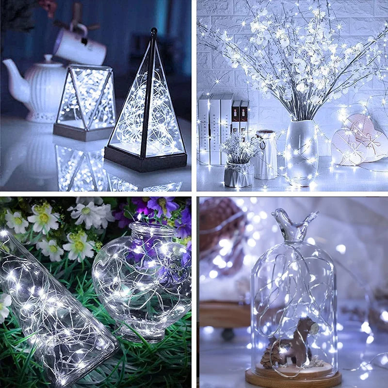guirlande lumineuse led usb étoiles blanches multicolores moderne adhésif télécommande festive anniversaire noël mariage