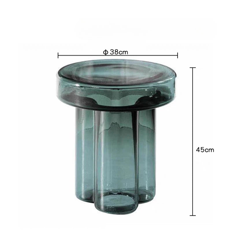 tables basses modernes verre texturé transparent sculptural maison deco orangerousse grisvert