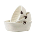 paniers rangement tressés gris clair motif cordelet rustique ensemble trois tailles différentes