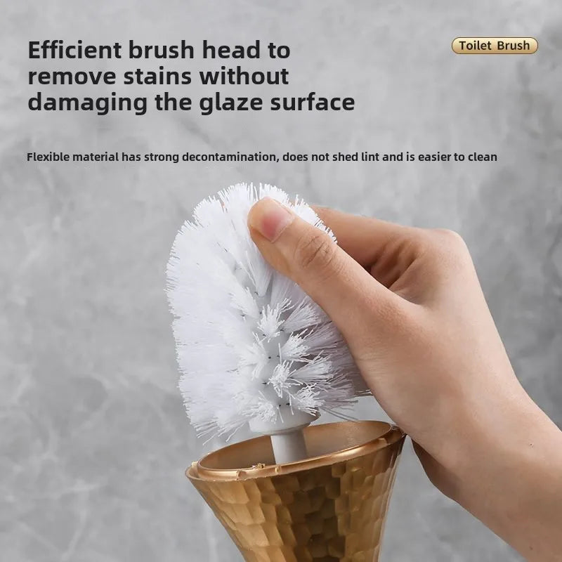 brosse wc or texture martelée base rangement embout flexible grip moderne