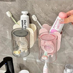 organisateur salle bain brosses dents dentifrice coupes animaux mignons moderne minimaliste transparent adhésif