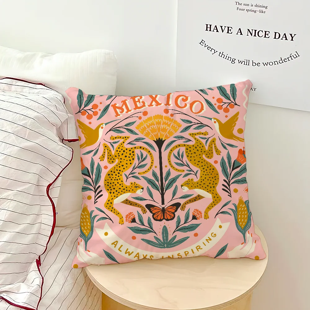 housses coussin carrées motif léopard tigre floral multicolore décoratives maison salon 35x35cm 40x40cm 45x45cm