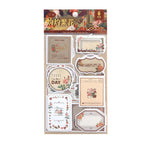 étiquettes autocollantes vintage fleurs papillons motifs géométriques beige marron vert rose noir blanc