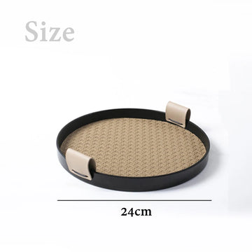 plateau rangement moderne mélamine couleur noir beige motif tissé salon cuisine decoration maison