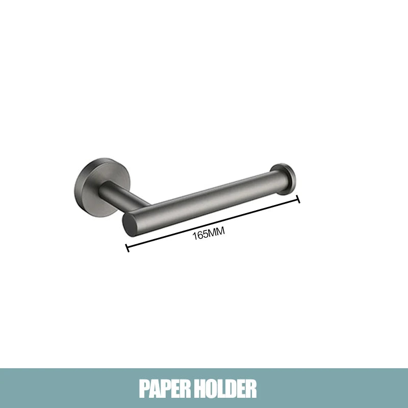 ensemble quincaillerie bain moderne porte serviettes porte rouleau papier toilette crochet mural gris métallisé