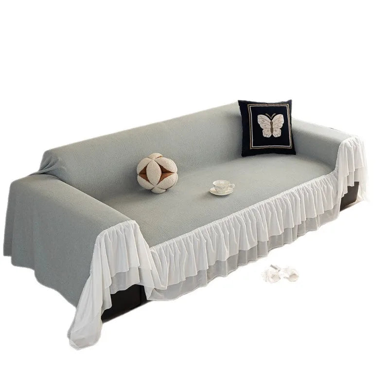 housse canapé universelle chenille gris clair douce salon moderne élégant
