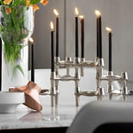 Support bougie argenté moderne modular géométrique contemporain décoration table mariage