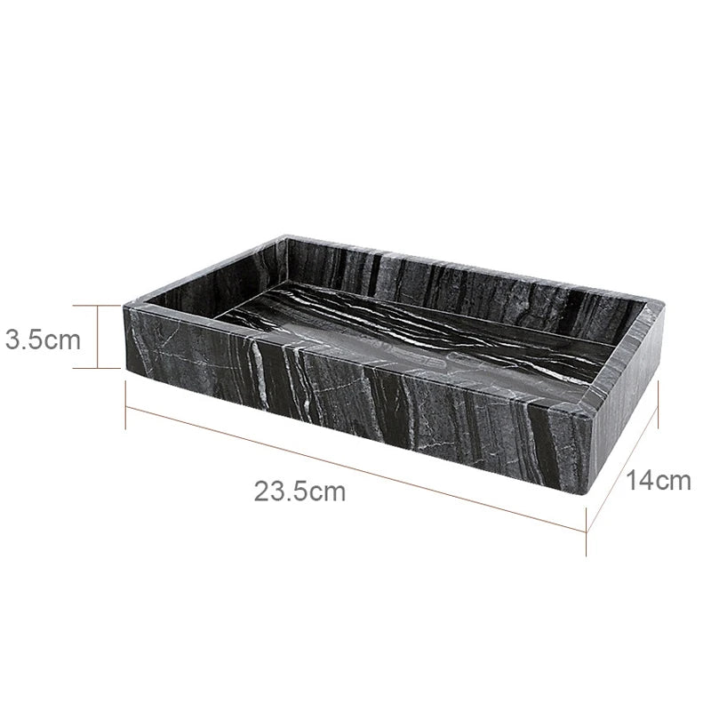 ensemble accessoires salle bain marbre noir rangement brosse dents dentifrice moderne luxe