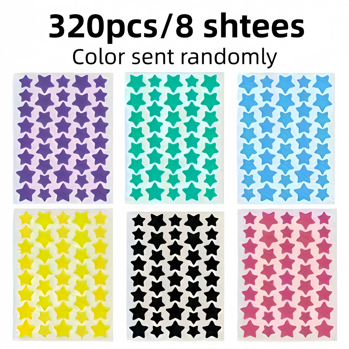 stickers étoiles violet vert bleu jaune noir rose adhésifs décoratifs pack 160pcs 320pcs 40pcs