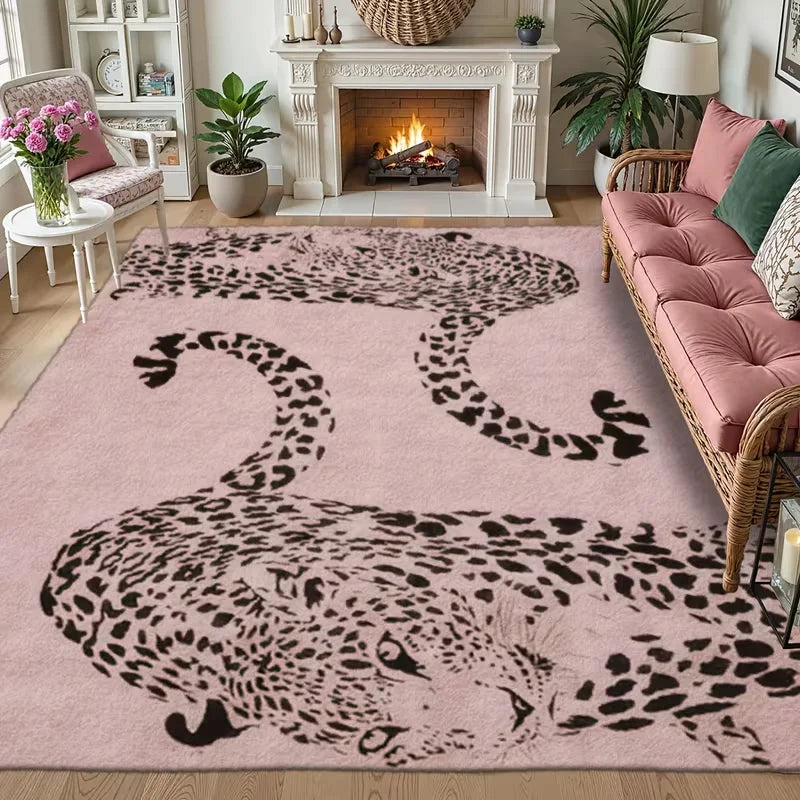 tapis léopard coeurs moderne polypropylène salon chambre extérieur décoration maison