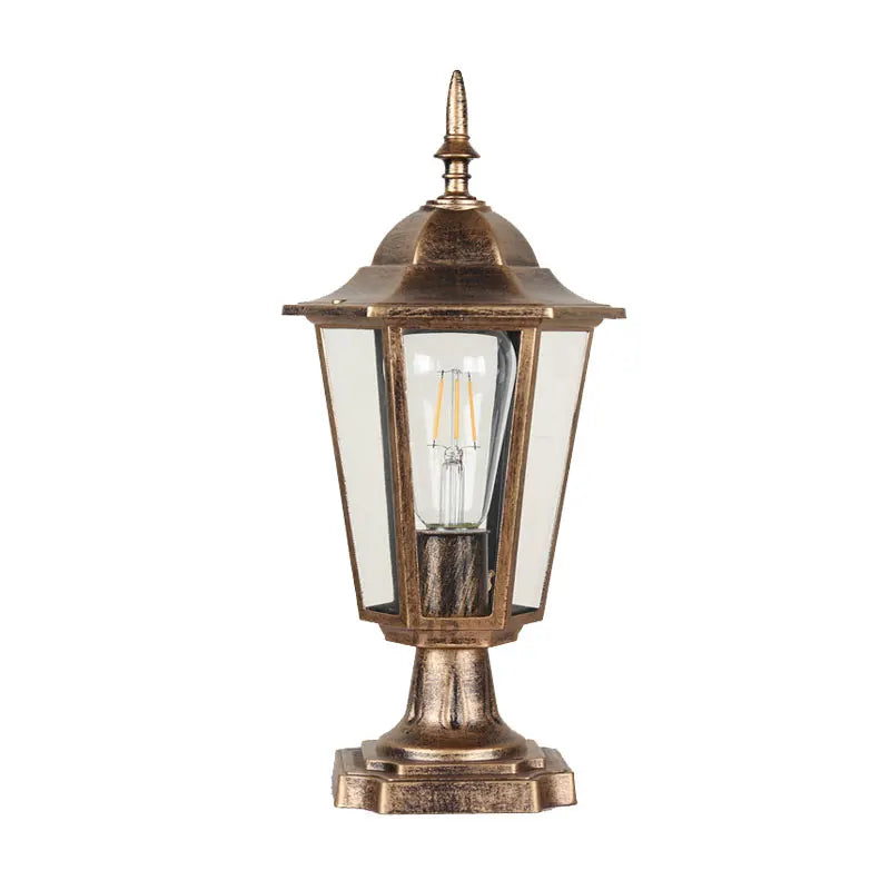lampe rue classique texture métallique transparente noir doré flux lumineux ip55extérieur