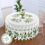 nappe ronde imperméable polyester fleurs motifs géométriques blanc rose verte bleue festive noël usage