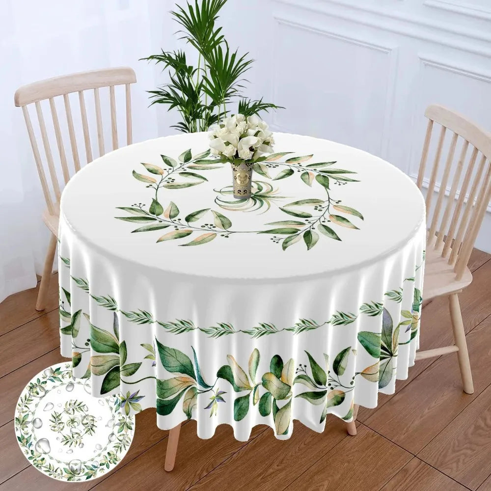 nappe ronde imperméable polyester fleurs motifs géométriques blanc rose verte bleue festive noël usage