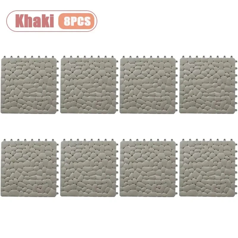 tapis sol antidérapant cailloux gris blanc moderne 30cm 30cm clips geometrique