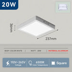 lampe led moderne ultra mince 10w 15w 20w 30w blanc rond carré