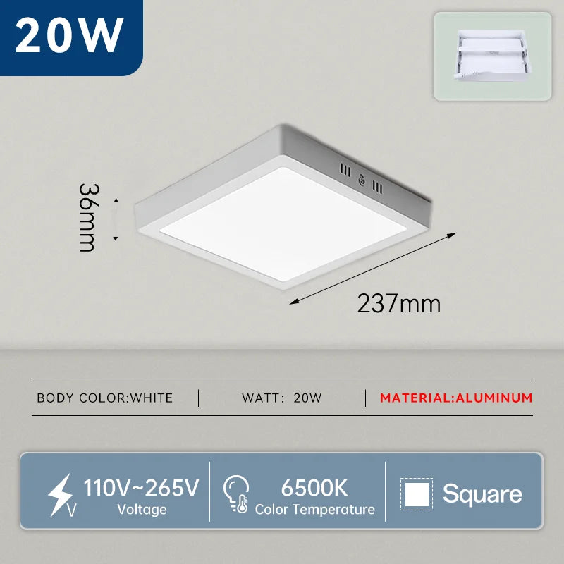 lampe led moderne ultra mince 10w 15w 20w 30w blanc rond carré