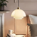 lampe suspendue moderne blanche dorée pierre verre opaque e27 led salon restaurant