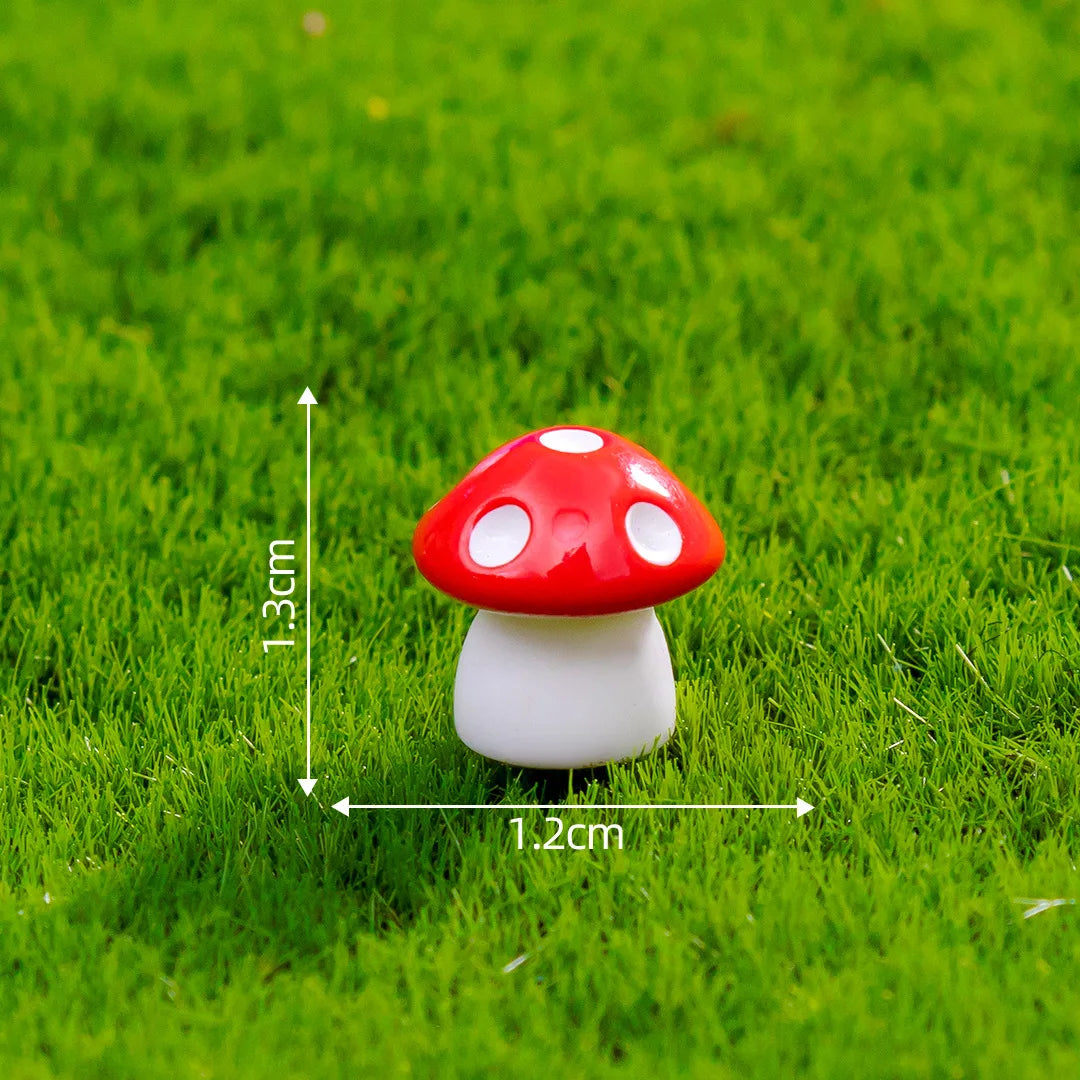 champignons décoratifs résine rouge blanc vert bleu orange rose violet points blancs chapeau fairy