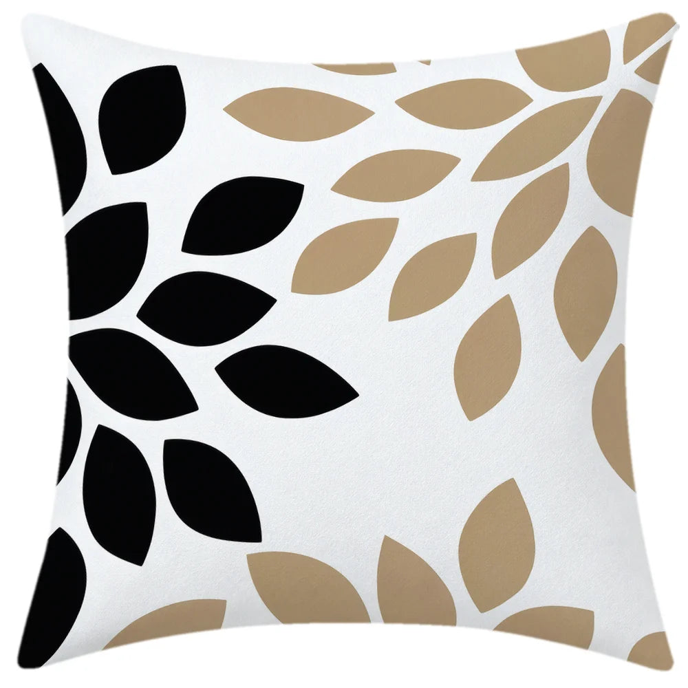 lot coussins décoratifs géométriques blanc noir beige canapé salon moderne polyester