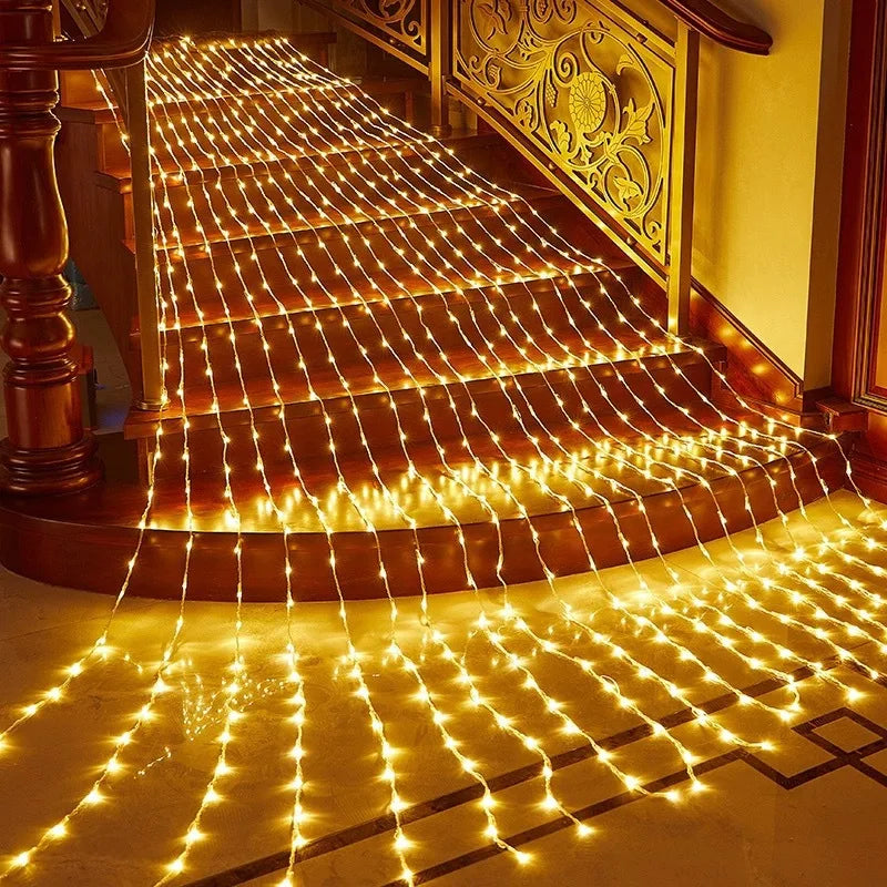 guirlande lumineuse noël multi couleur blanc chaud bleu filet led moderne 3x3m 320leds