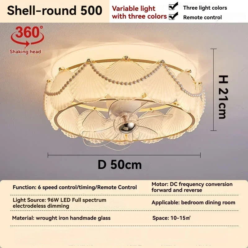 ventilateur classique feuilles lumière led télécommande blanc doré certification ul