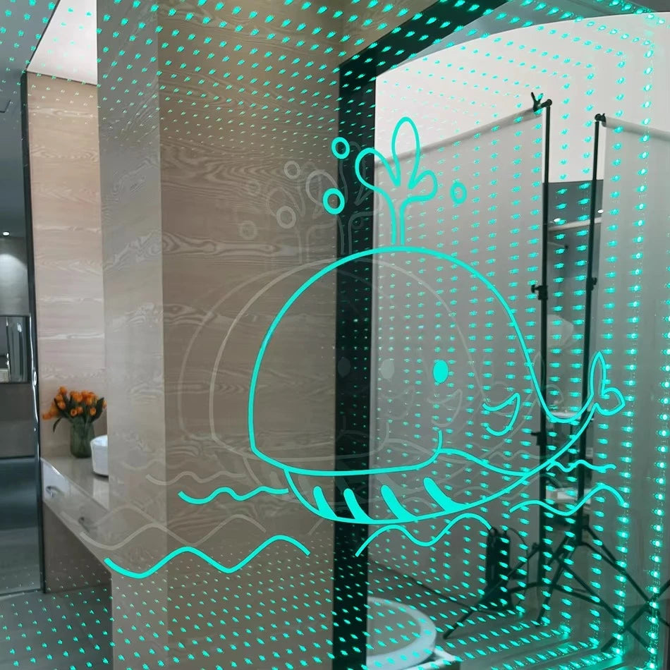 panneau décoratif moderne baleine vagues transparent chambre salle bain déco murale métal led