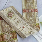 ruban brodé floral largeur 6cm motifs végétaux classique coton polyester multicolor off white sky