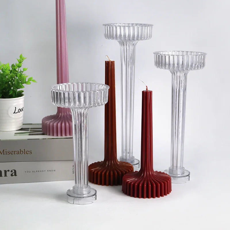 bougies parfumées transparentes rayées rouge violette moderne intérieur decoration artisanal fabrication maison